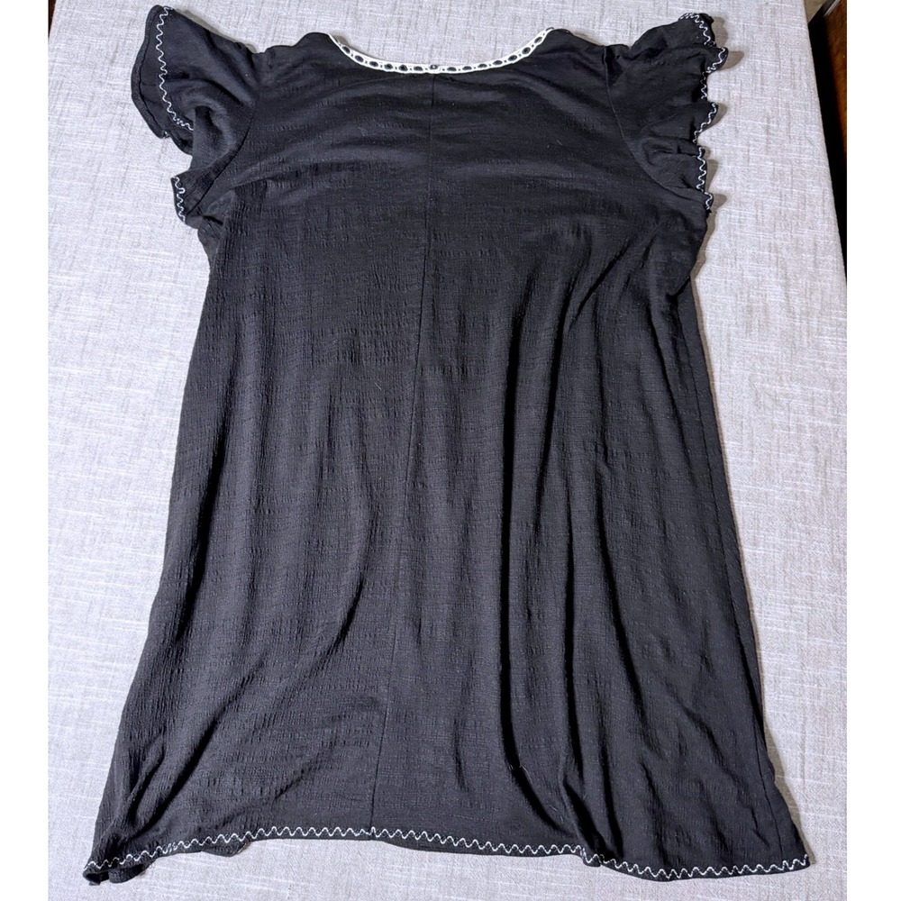 Max Studio Women Black V-Neck Crochet Lace Flutter Sleeve Shift Dress 1X - Picture 8 of 8
